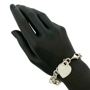 TIFFANY Authentic Silver Heart Charm Bracelet